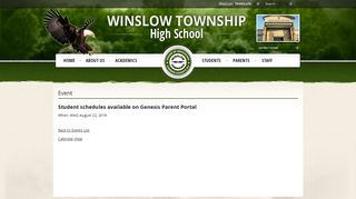 Student schedules available on Genesis Parent Portal - Winslow ...