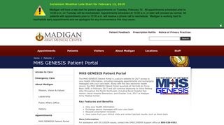 MHS GENESIS Patient Portal - Madigan Army Medical Center