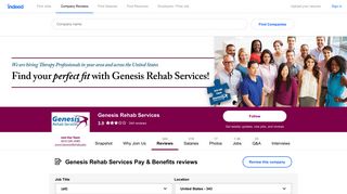 Read more Genesis Rehab Services reviews about Pay & Benefits
