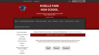 Genesis Logon Pages - Roselle Park High School