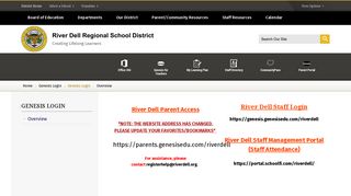 Genesis Login / Overview - River Dell Regional School District