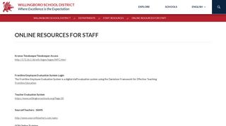 Online Resources for Staff - Willingboro School District