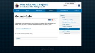 Genesis Info - Pope John Paul II Regional School - Willingboro, NJ