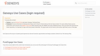 Genesys Use Cases (login required) - Genesys Documentation