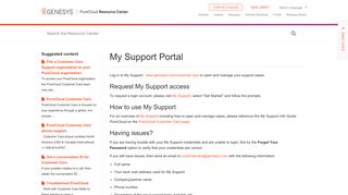 My Support Portal - PureCloud Resource Center