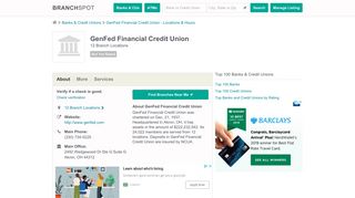 GenFed Financial CU - 12 Locations, Hours, Phone Numbers …