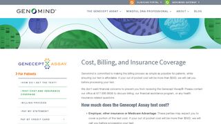 Cost, Billing, and Insurance Coverage for the Genecept ... - Genomind