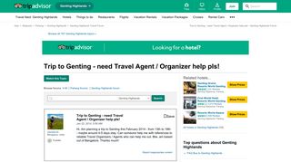 Trip to Genting - need Travel Agent / Organizer help pls ...