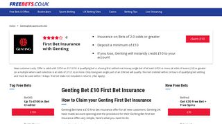Genting Bet Free Bet - Take £10 Insurance Offer | Freebets.co.uk