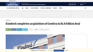 Kindred completes acquisition of Gentiva in $1.8 billion deal ...