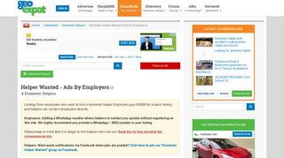 Helper Wanted - Ads By Employers - Domestic Helpers ... - GeoExpat