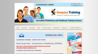 Home Study Pack - Introduction to Phlebotomy (GPT003) - Geopace ...