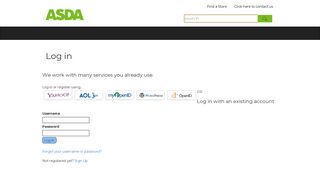 Log in with an existing account - Asda Customer Service