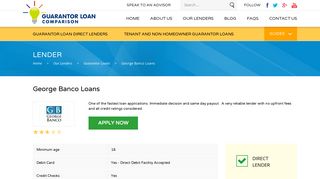 George Banco Loans - Guarantor Loan Comparison