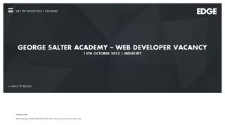 George Salter Academy - Web Developer Vacancy | EDGE Creative