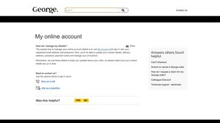 My online account - George Customer Service