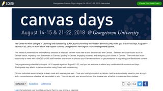 Georgetown Canvas Days: August 14-15 & 21-22, 2018: Schedule