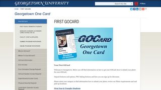 First GOCard | Georgetown One Card | Georgetown University