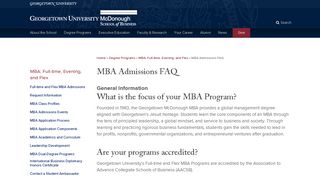 MBA Admissions FAQ | McDonough School of Business | Georgetown ...