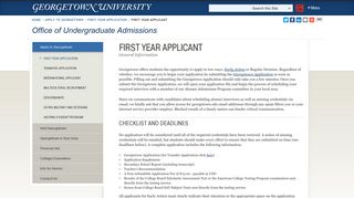First Year Applicant - Georgetown Admissions - Georgetown University