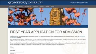 First Year Application for Admission - Georgetown Admissions