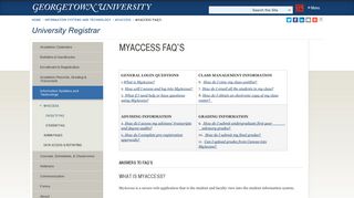 MyAccess FAQ's | University Registrar | Georgetown University