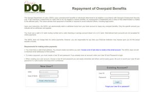 Repayment of Overpaid Benefits Login - Department of Labor