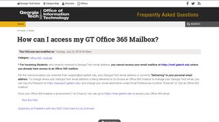 How can I access my GT Office 365 Mailbox? - OIT FAQ - Georgia Tech