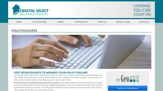Coastal Select Policyholder Login | myGeoSource