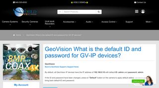 GeoVision What is the default ID and password for GV-IP devices?