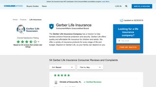 Top 52 Reviews and Complaints about Gerber Life Insurance