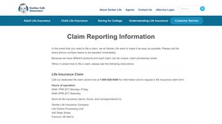 Gerber Life Claim Reporting Information - Gerber Life Insurance
