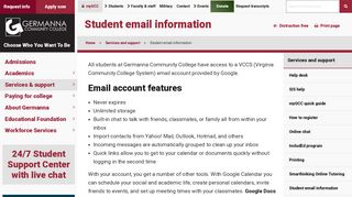 Student email information | Germanna Community College