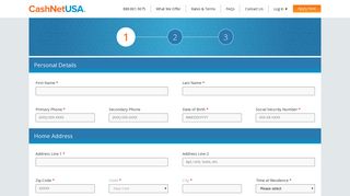 Online Loan Application at CashNetUSA