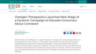 Orexigen Therapeutics Launches Next Stage of a Dynamic Campaign ...