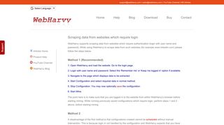 Scraping from websites which require login - WebHarvy