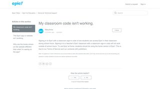 My classroom code isn't working. – Epic! FAQs