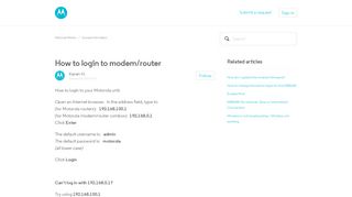 How to login to modem/router – Motorola Mentor