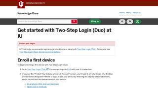 Get started with Two-Step Login (Duo) at IU - IU Knowledge Base