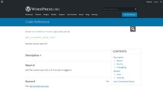 get_current_user_id() | Function | WordPress Developer Resources