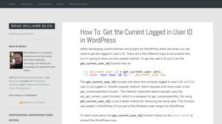 How To: Get the Current Logged in User ID in WordPress - Brad ...