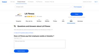 Does LA Fitness pay their employees weekly or biweekly ? | Indeed.com