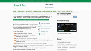 How to get windows passwords in plain text? | Hacking & Tricks