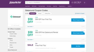 $20 Off Getaround Coupon, Promo Codes - RetailMeNot