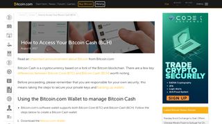 How to Access your Bitcoin Cash – Bitcoin.com
