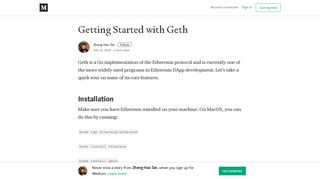 Getting Started with Geth – Zheng Hao Tan – Medium