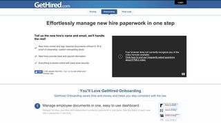Manage new hires | Employee Onboarding | GetHired