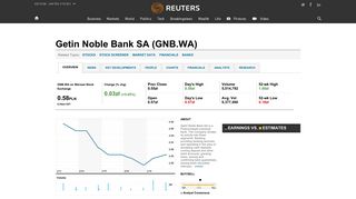 Getin Noble Bank SA (GNB.WA) Quote| Reuters.com