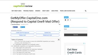 GetMyOffer.CapitalOne.com (Respond to Capital One® Mail Offer)