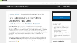 How to Respond to GetmyOffers Capital One Mail Offer